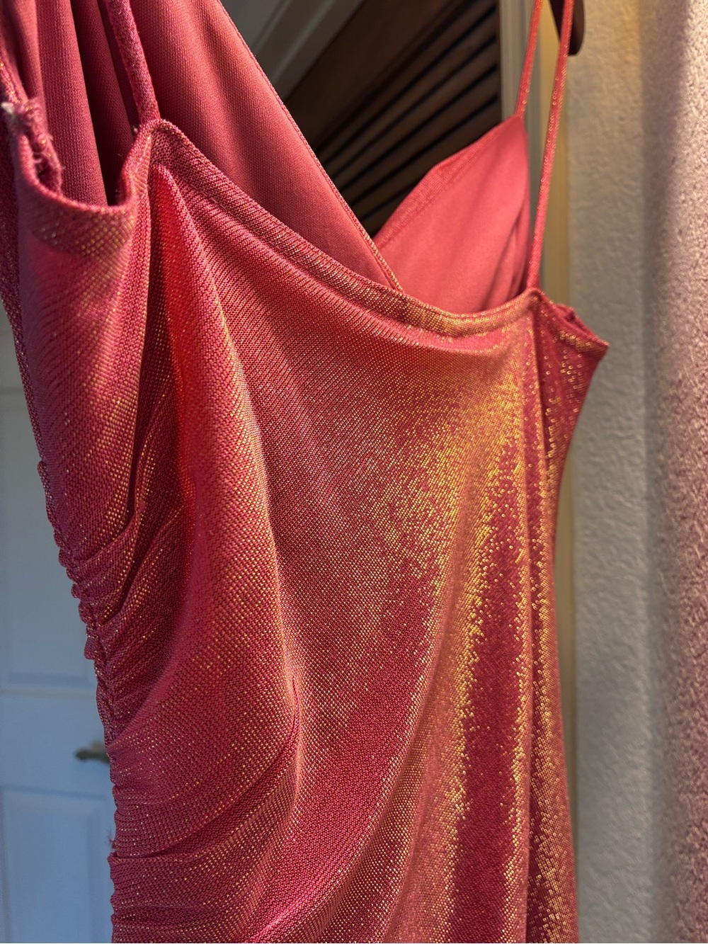 City Triangles Raspberry Spaghetti-Strap Ruffle Gown - Picture 6 of 6